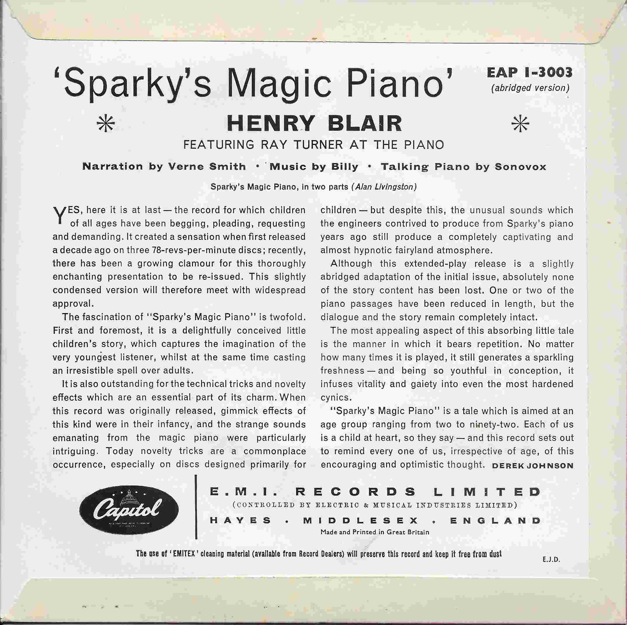 Picture of EAP 1-3003 Sparky's magic piano by artist Billy May / Alan Liningston / Henry Blair / Ray Turner from ITV, Channel 4 and Channel 5 library